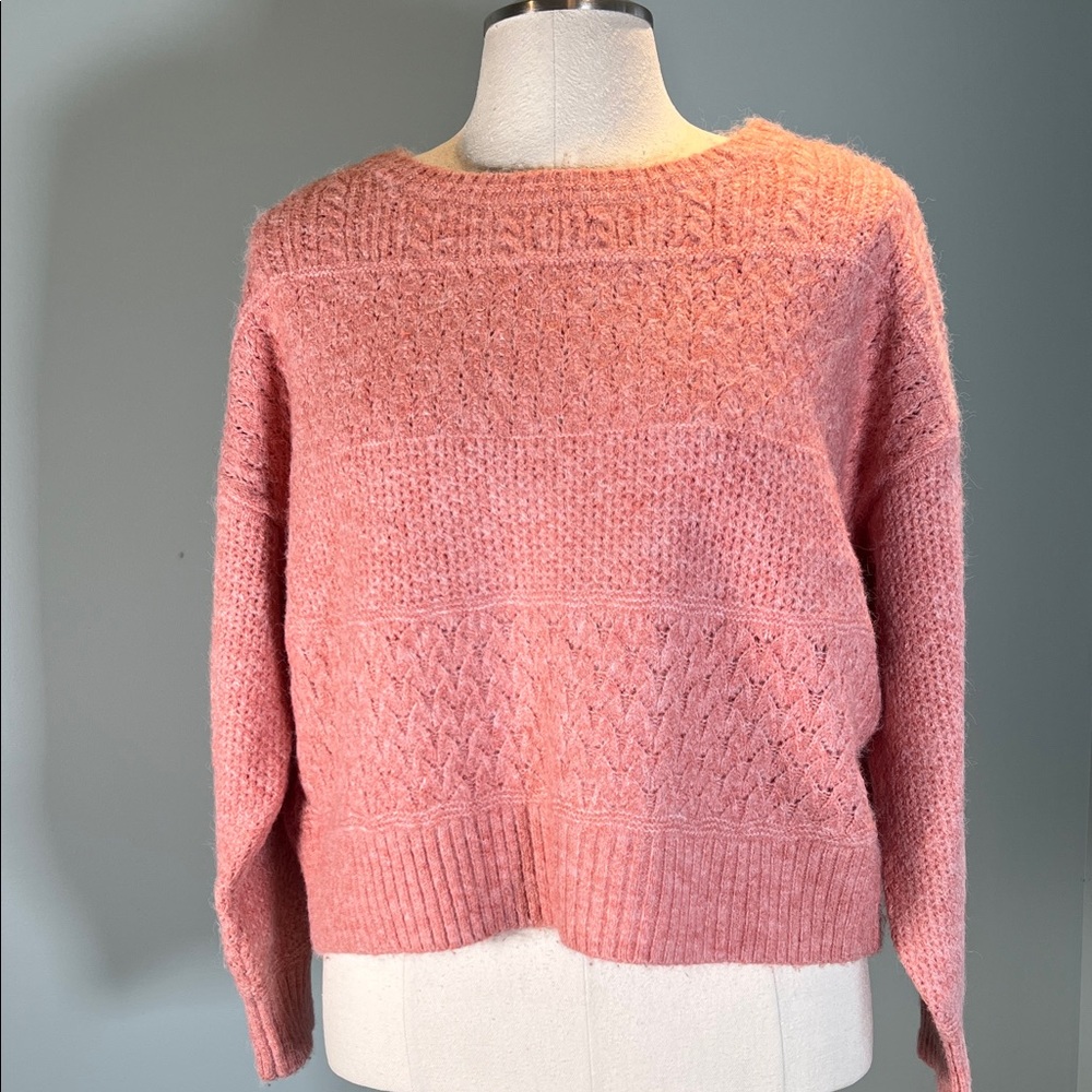 Old Navy Pink Warm Chunky Knit Relaxed Fit Long Sleeve Crew Neck Sweater XL